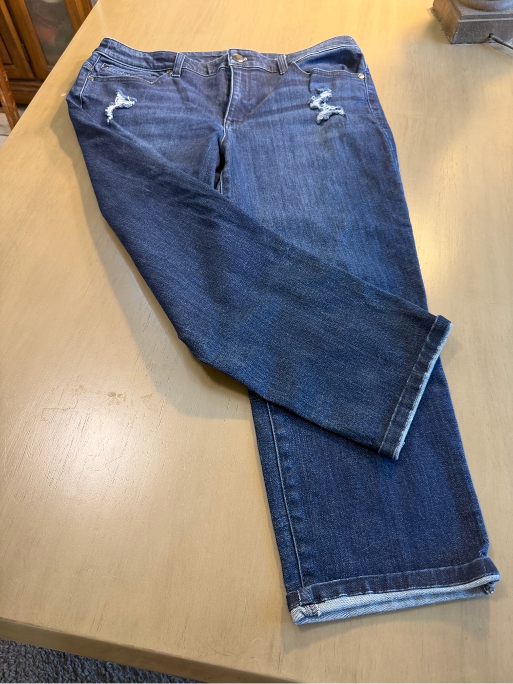 Christopher & Banks Indigo Distressed Boyfriend Jeans